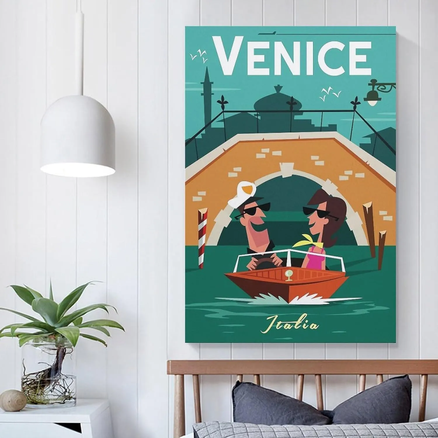 Venice Italy Skyline Vintage Travel Poster Print Canvas Wall Art for Bedroom Living Room HD Print Posters 24x36inch(60x90cm)