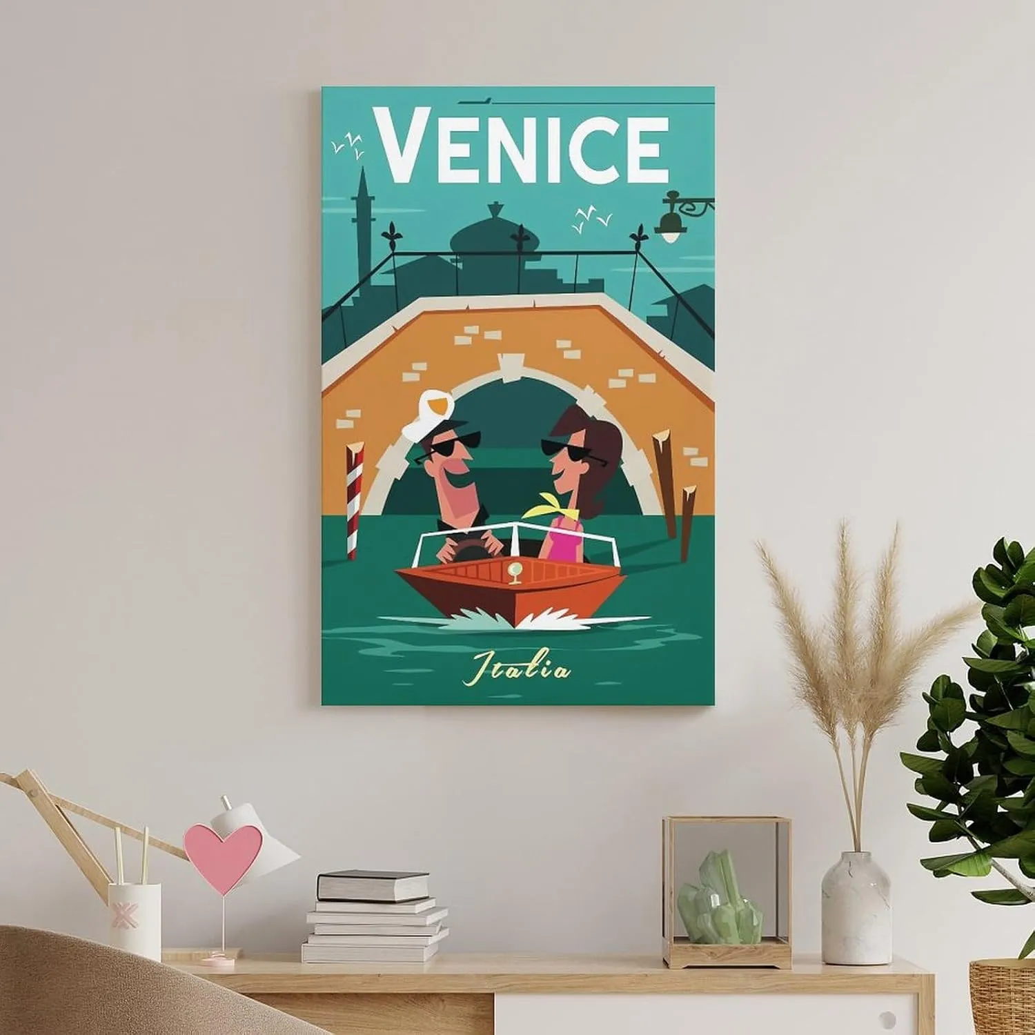 Venice Italy Skyline Vintage Travel Poster Print Canvas Wall Art for Bedroom Living Room HD Print Posters 24x36inch(60x90cm)