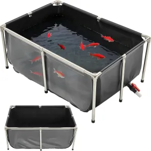 VEVOR KOI Aquarium Tank Above Ground Fish Pond, 127 Gallon Foldable Canvas Fish Pool Pond with Clear Viewing Panel, Outdoor/Indoor No Dig Turtle Goldfish Pond with 304SS Frame and Drain Valve