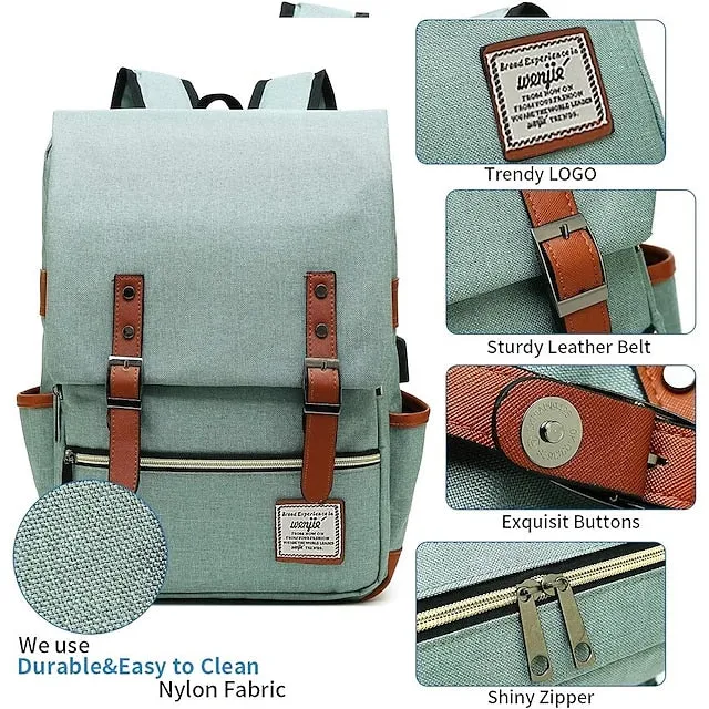 Vintage 16 inch Laptop Backpack Women Canvas Bags Men canvas Travel Leisure Backpacks Retro Casual Bag School Bags For Teenagers, Back to School Gift