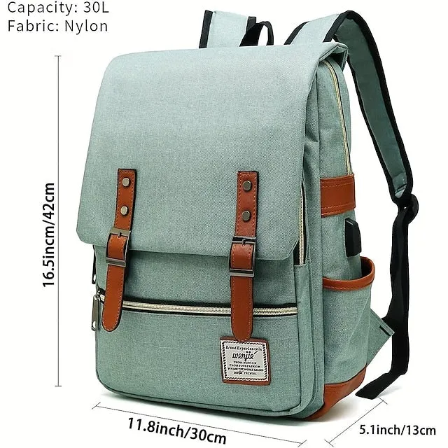 Vintage 16 inch Laptop Backpack Women Canvas Bags Men canvas Travel Leisure Backpacks Retro Casual Bag School Bags For Teenagers, Back to School Gift