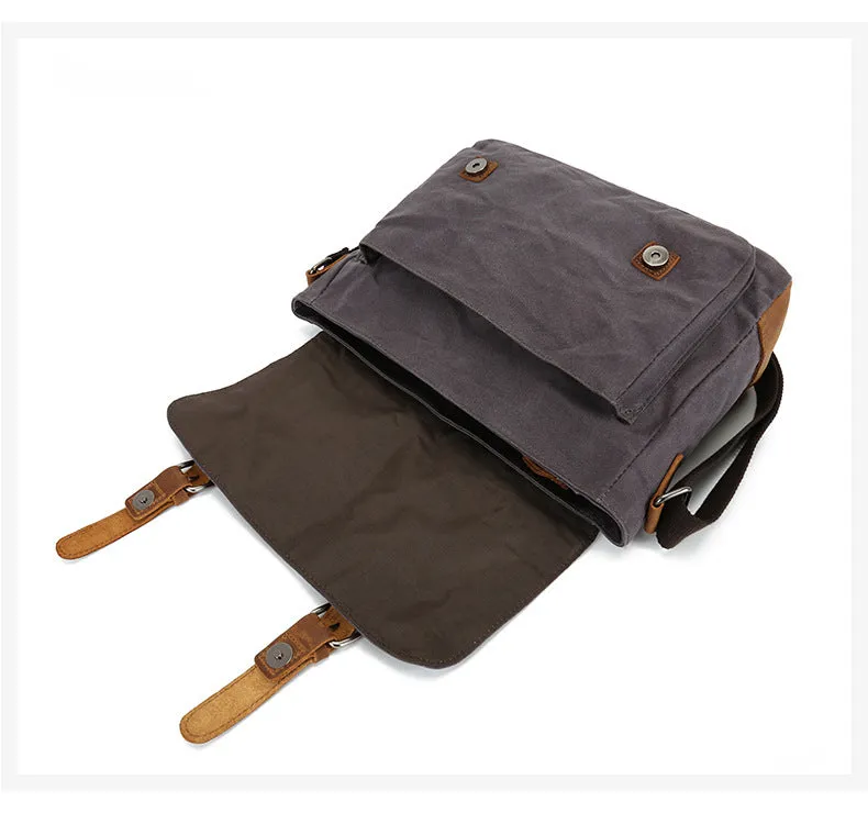 Vintage Canvas Messenger Bag with Multiple Compartments