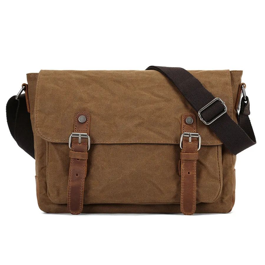 Vintage Canvas Messenger Bag with Multiple Compartments