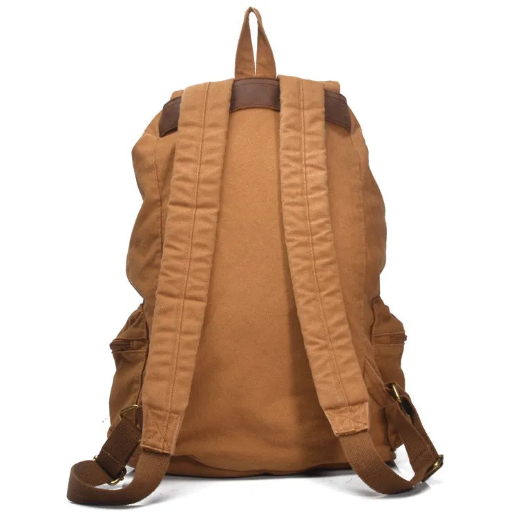 Vintage Canvas Rucksack with Leather Accent – Perfect for Travel