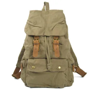 Vintage Canvas Rucksack with Leather Accent – Perfect for Travel