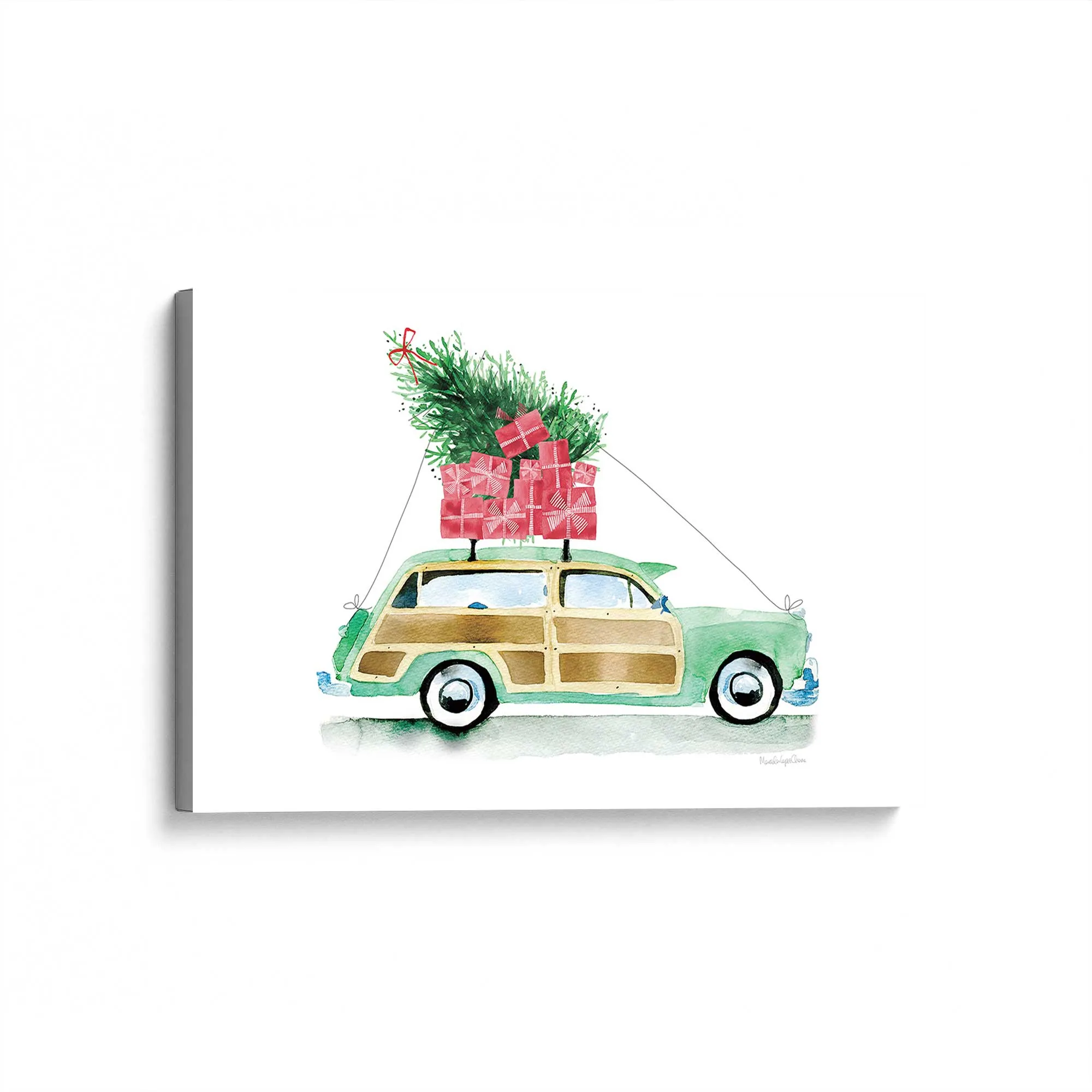 Vintage Christmas Car Print on Canvas