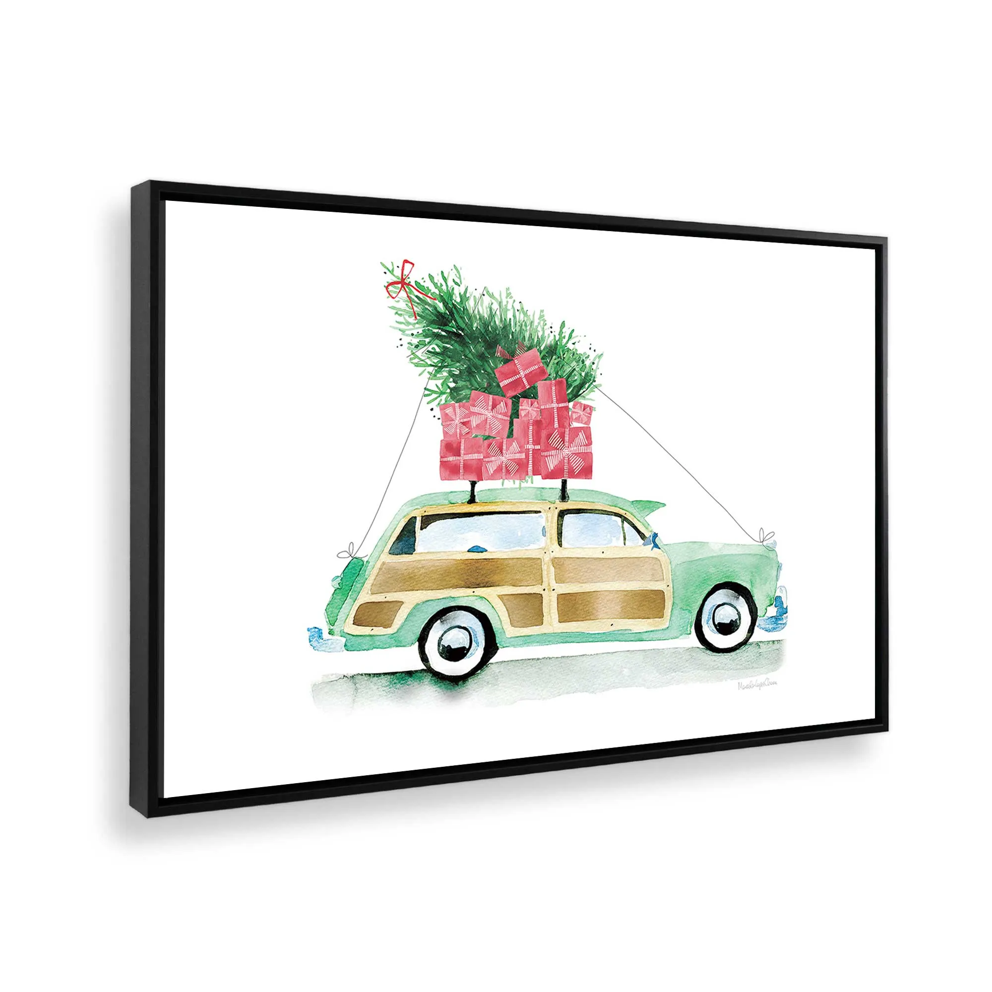 Vintage Christmas Car Print on Canvas