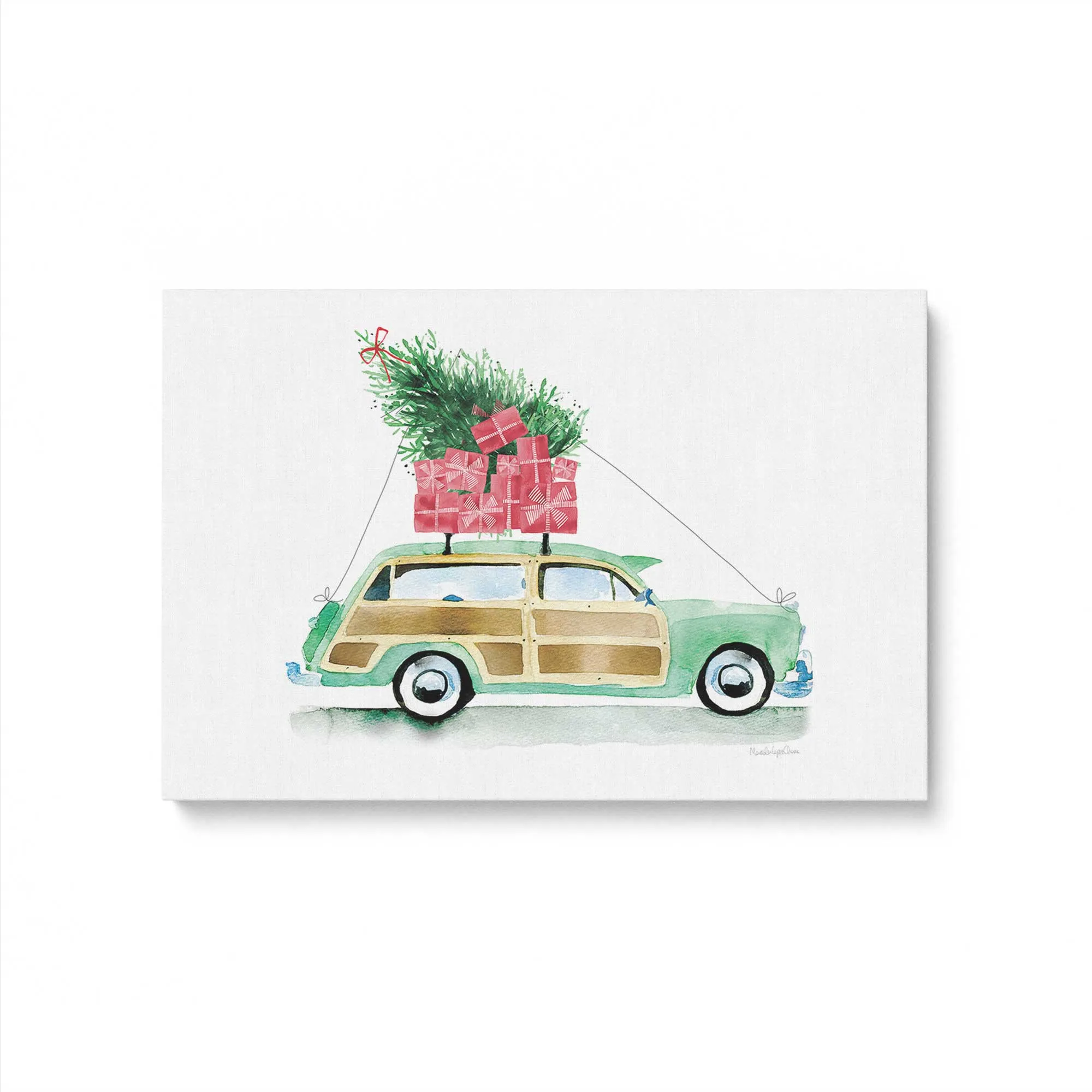 Vintage Christmas Car Print on Canvas
