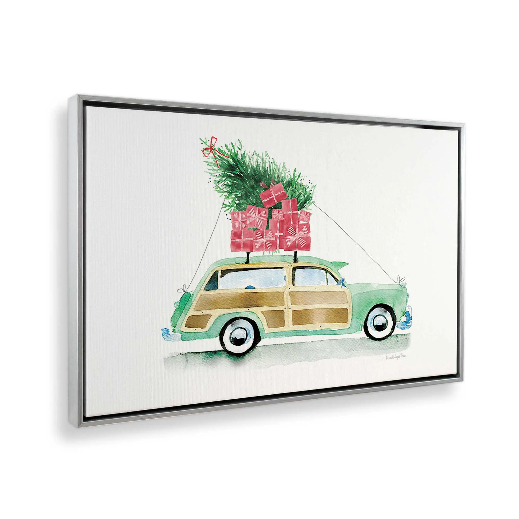 Vintage Christmas Car Print on Canvas
