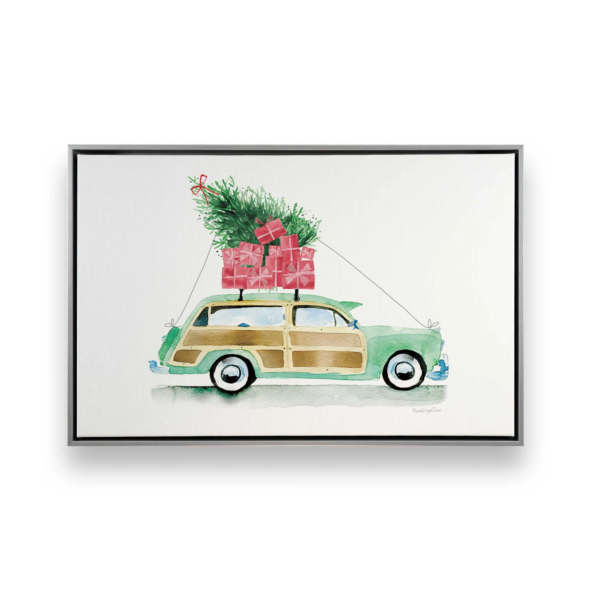 Vintage Christmas Car Print on Canvas