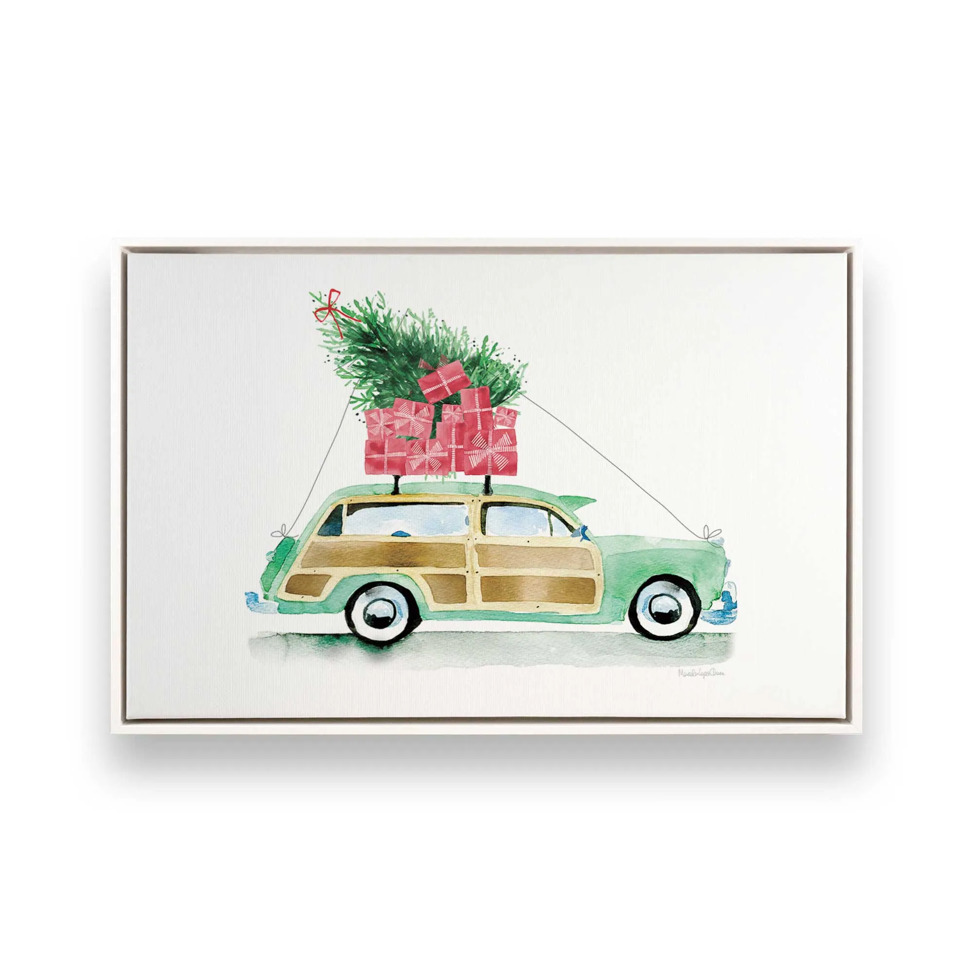 Vintage Christmas Car Print on Canvas