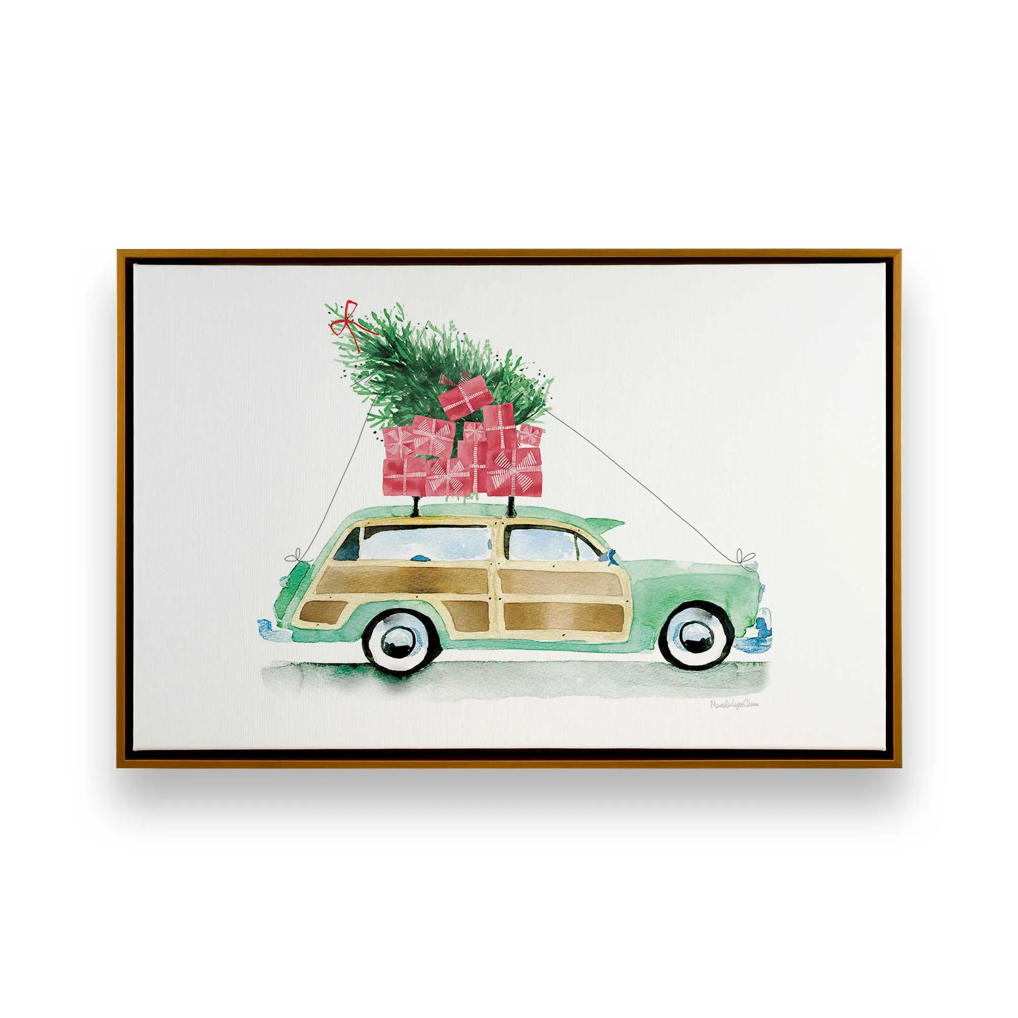 Vintage Christmas Car Print on Canvas