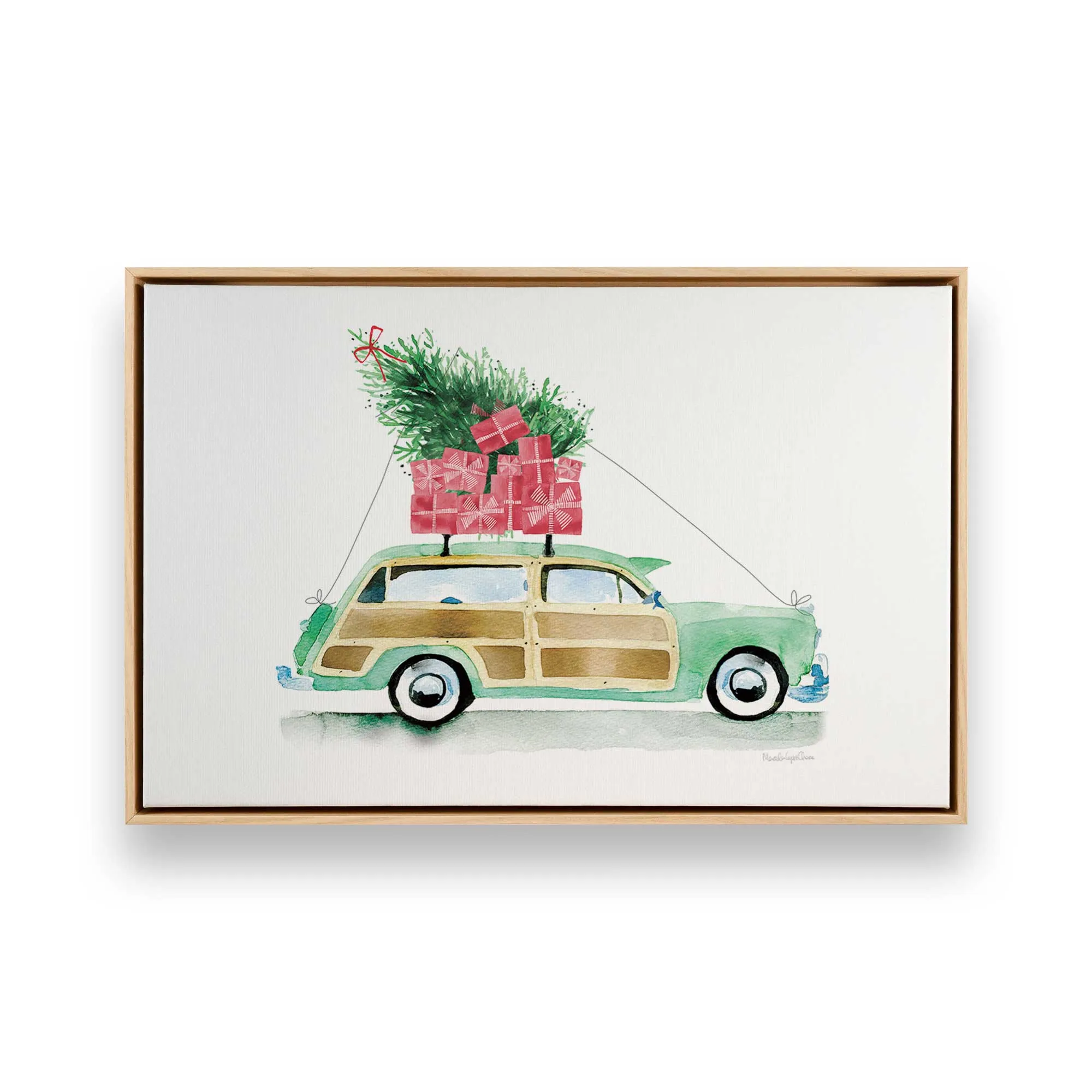 Vintage Christmas Car Print on Canvas