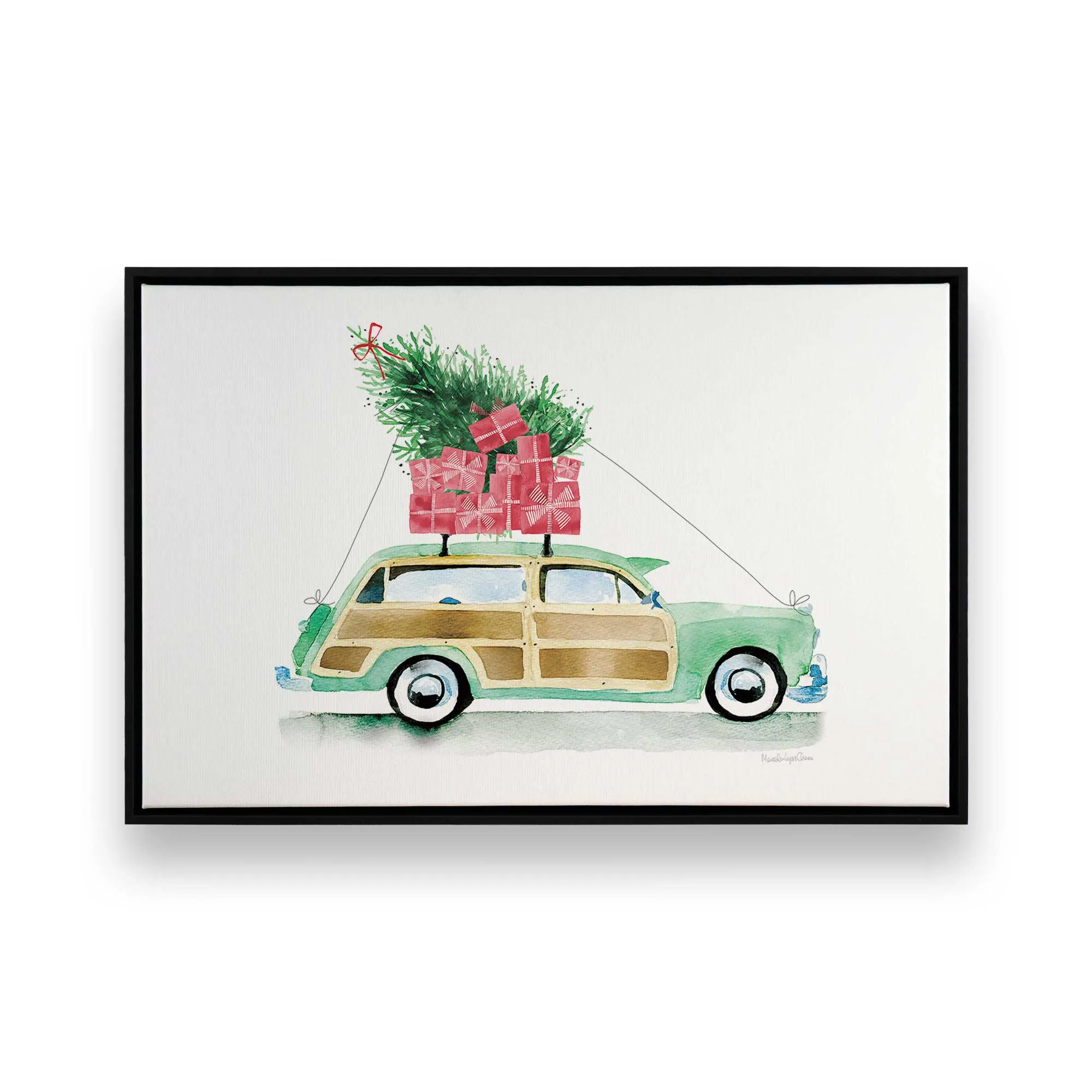 Vintage Christmas Car Print on Canvas