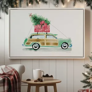 Vintage Christmas Car Print on Canvas