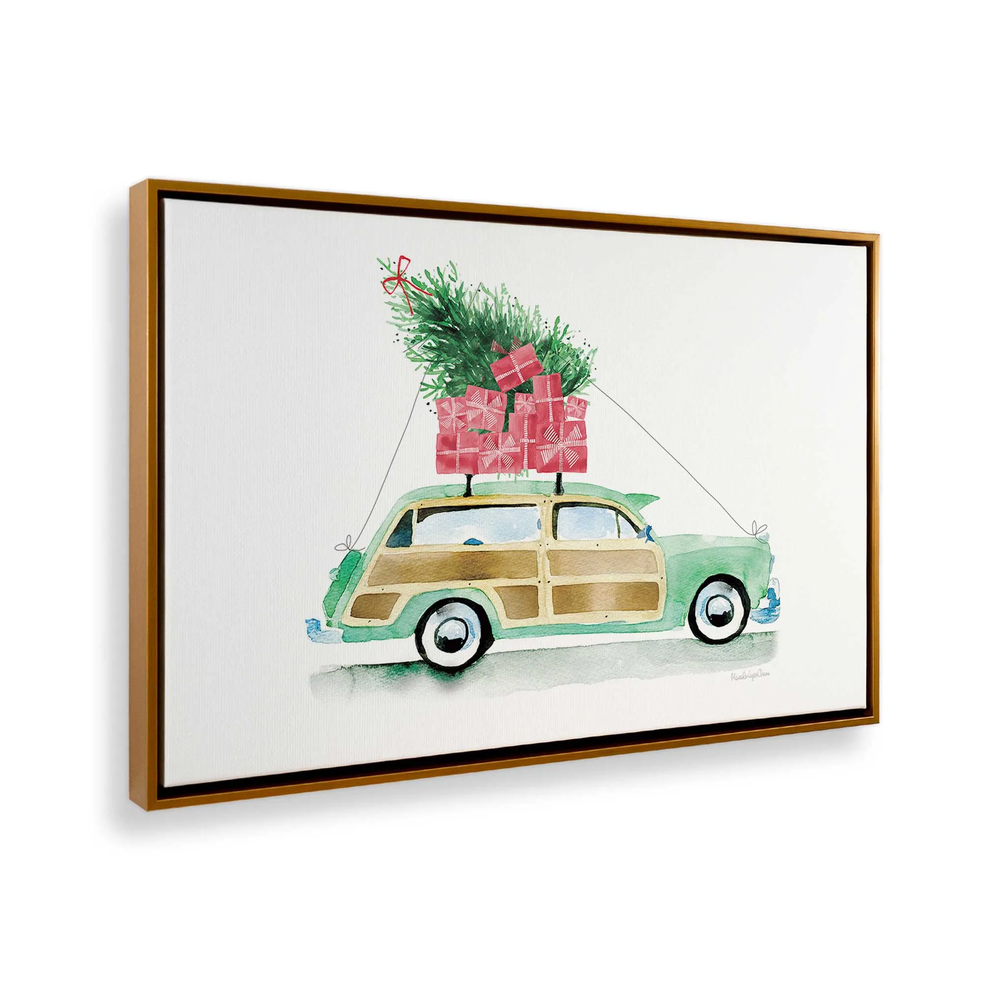 Vintage Christmas Car Print on Canvas