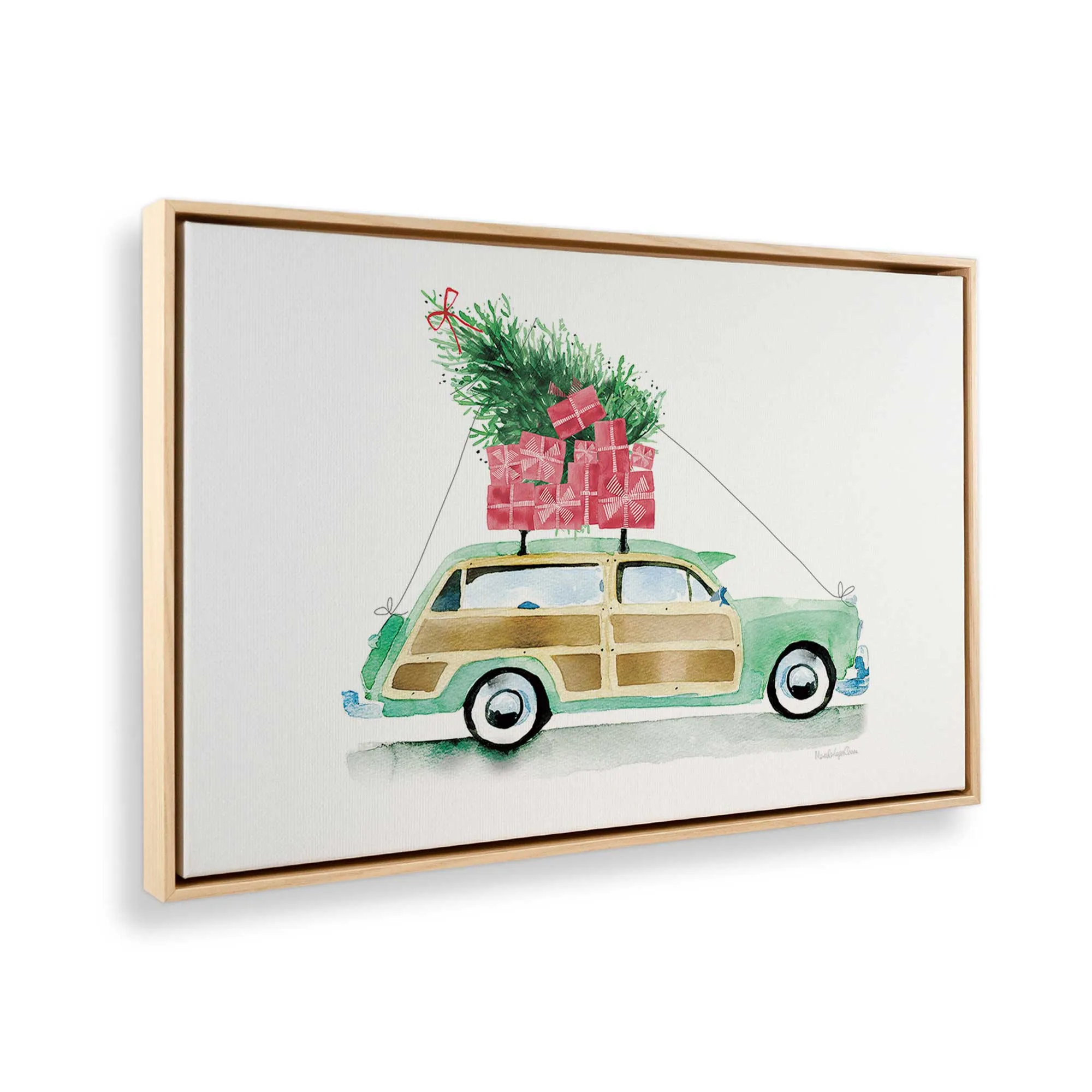 Vintage Christmas Car Print on Canvas