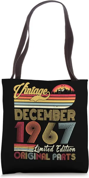 Vintage December 1967 57 Years Old Retro 57th Birthday Tote Bag