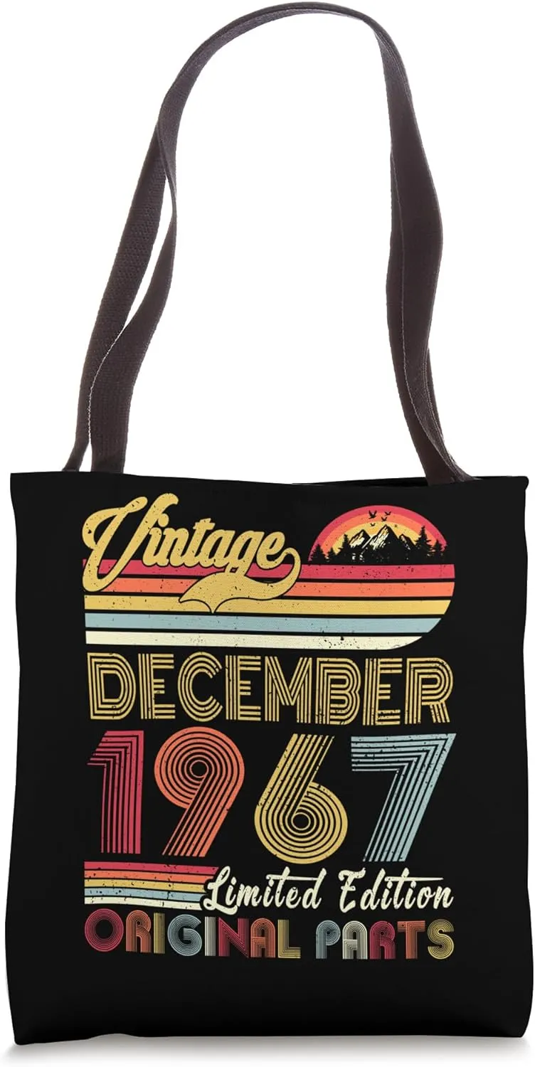 Vintage December 1967 57 Years Old Retro 57th Birthday Tote Bag