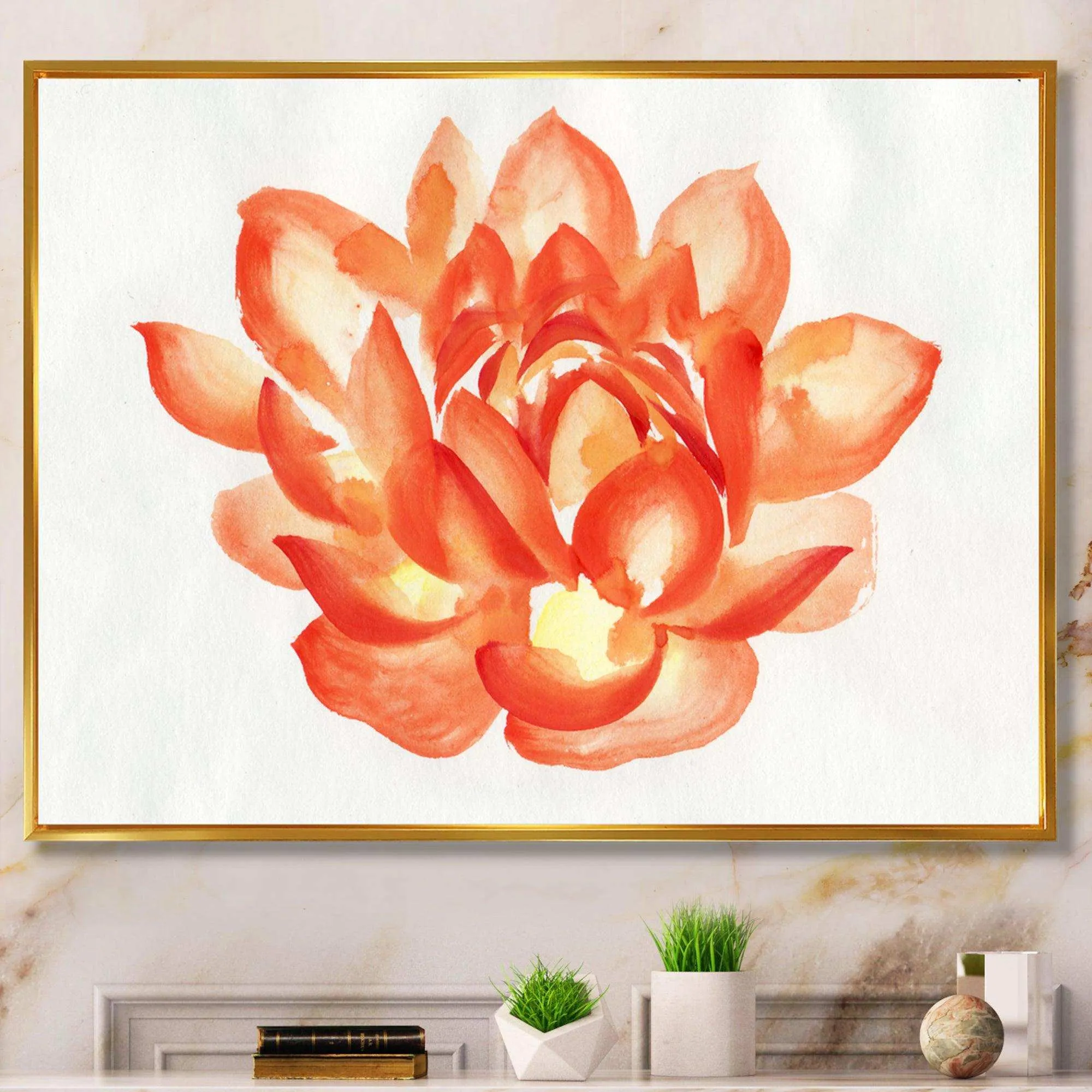 Vintage Detail of A Orange Lotus