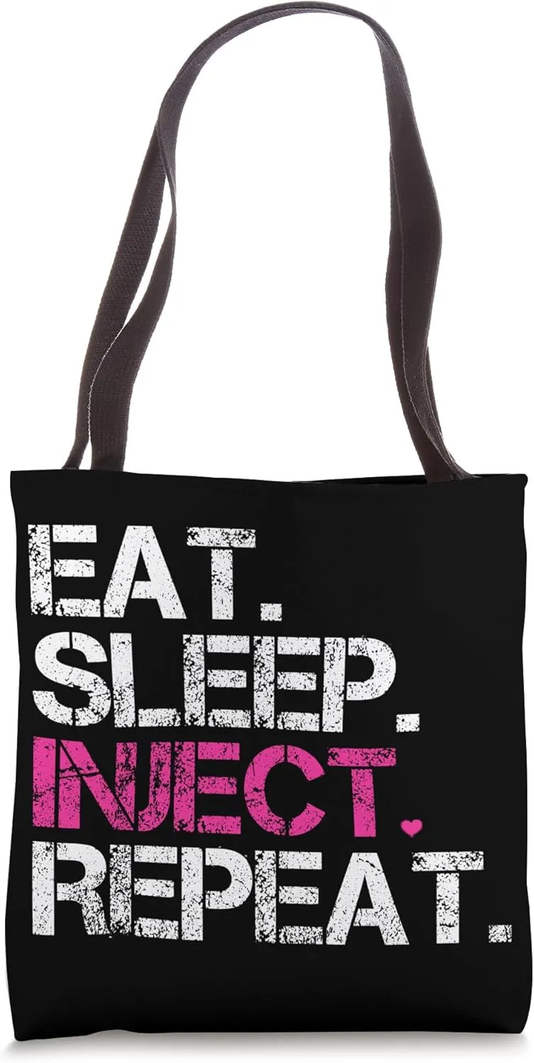 Vintage Eat Sleep Inject Repeat Nurse Injector Tote Bag