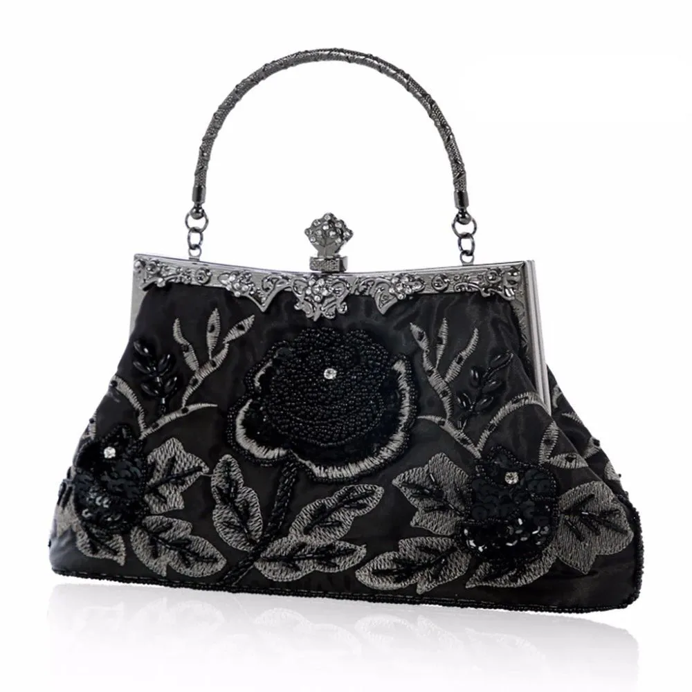 Vintage Embroidered Sequined Evening Clutch