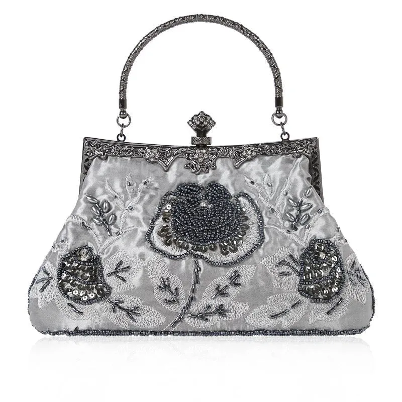 Vintage Embroidered Sequined Evening Clutch