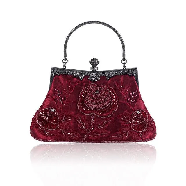 Vintage Embroidered Sequined Evening Clutch