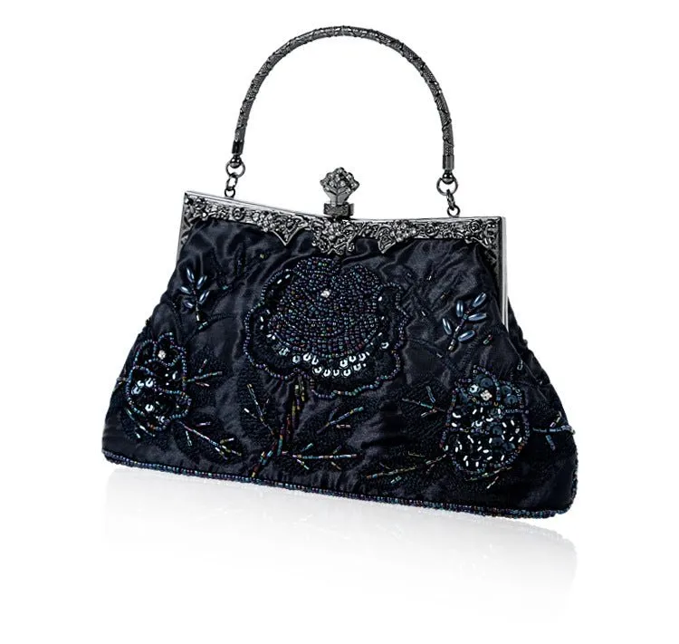 Vintage Embroidered Sequined Evening Clutch