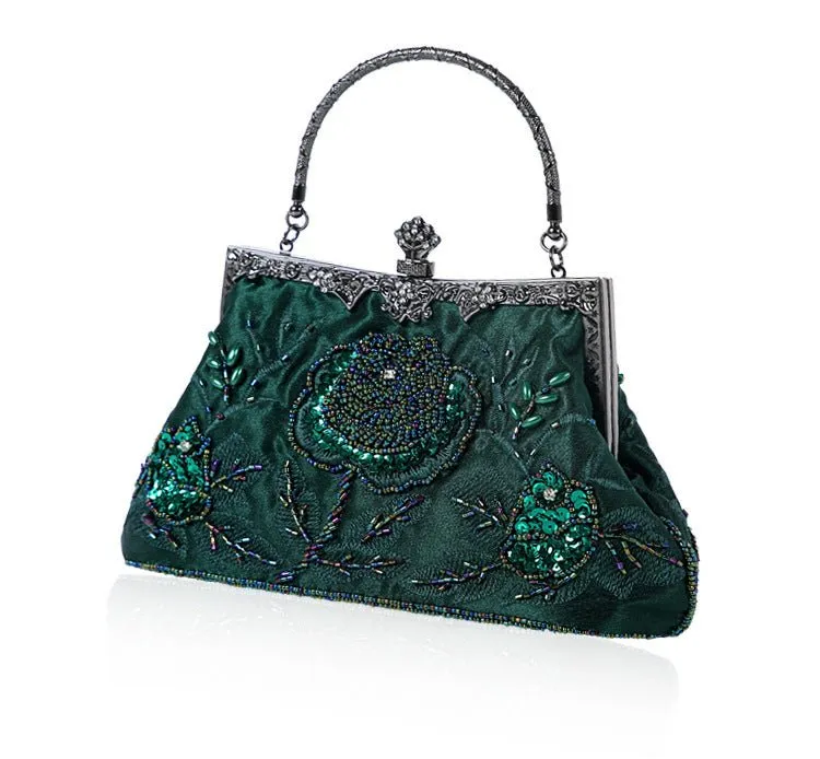 Vintage Embroidered Sequined Evening Clutch