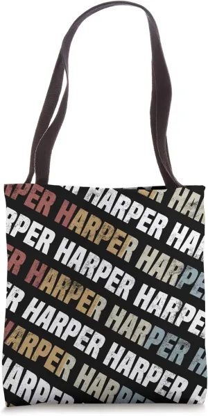 Vintage First Name Pattern Retro Forename Gift for Harper Tote Bag