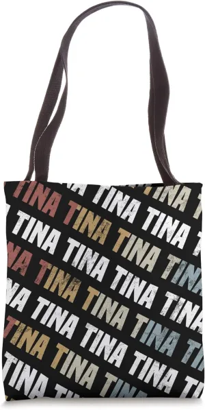 Vintage First Name Pattern Retro Forename Gift for Tina Tote Bag