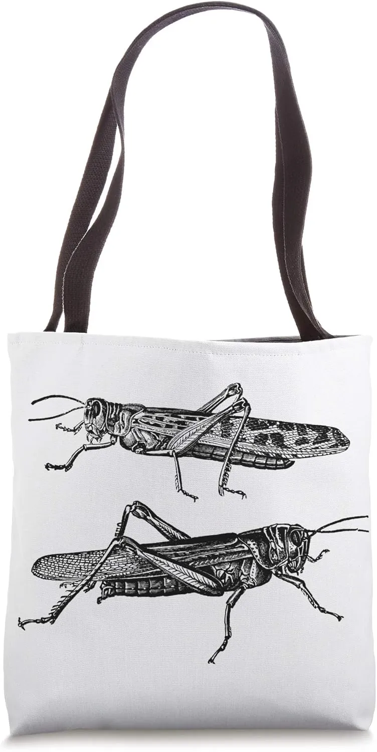 Vintage Grasshopper Print Tote Bag
