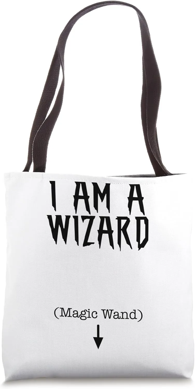 Vintage Halloween I Am a Wizard Magic Wand Funny Adult Humor Tote Bag