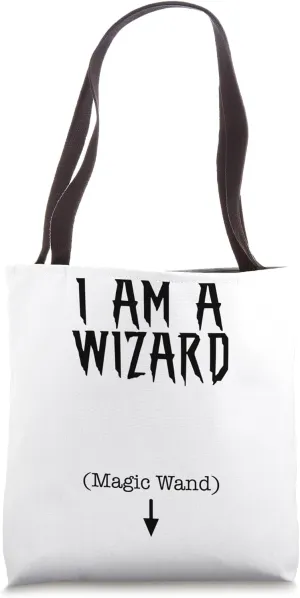 Vintage Halloween I Am a Wizard Magic Wand Funny Adult Humor Tote Bag