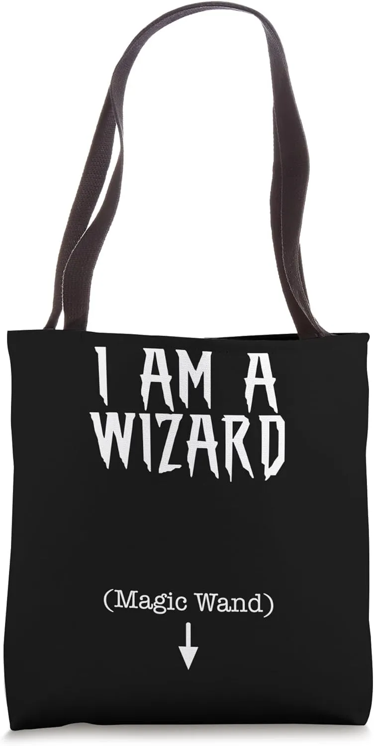 Vintage Halloween I Am a Wizard Magic Wand Funny Adult Humor Tote Bag