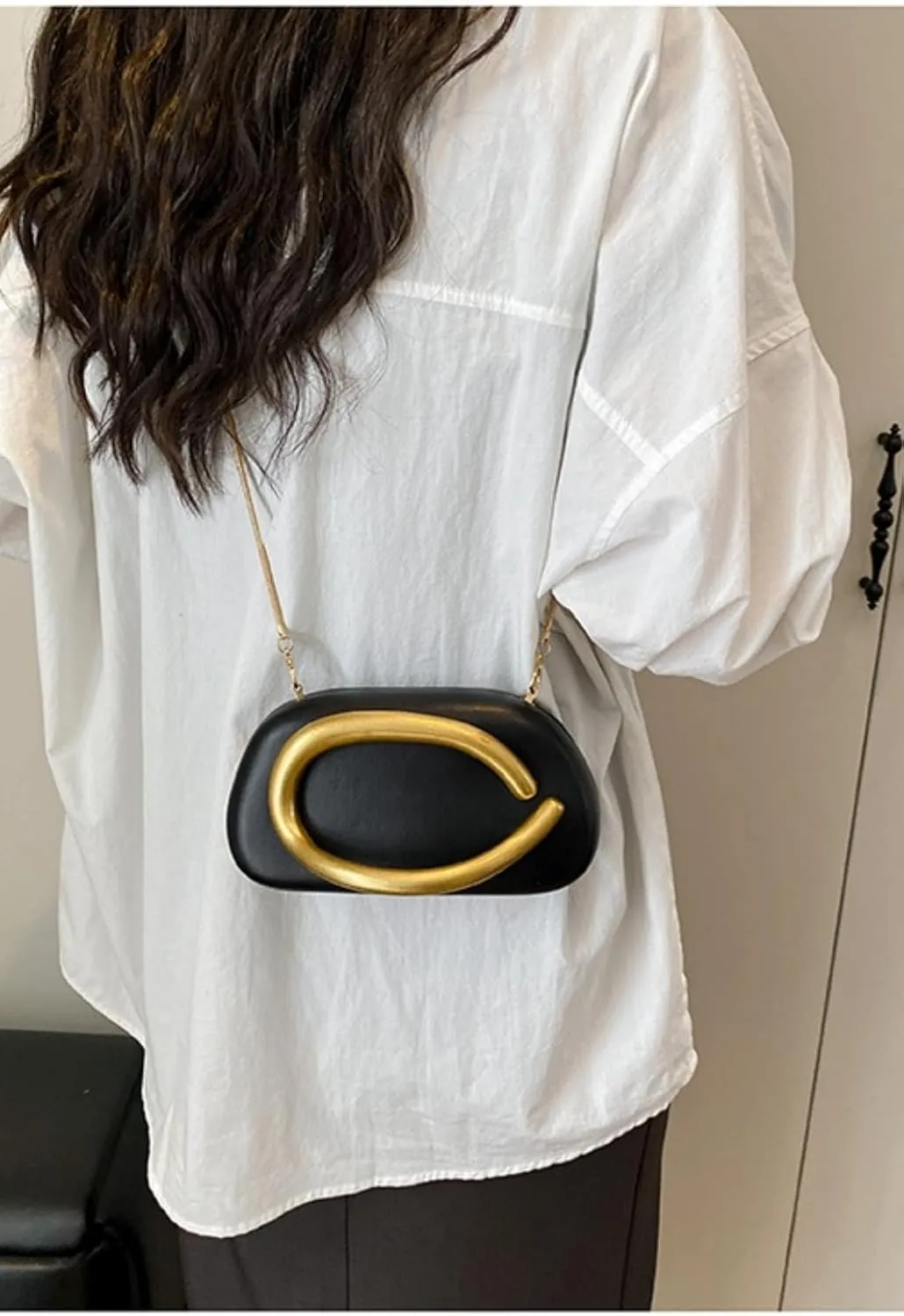 Vintage Handle Evening Clutch PU Handheld Purse Chain Shoulder Box Crossbody Elegant Mini Party Bag