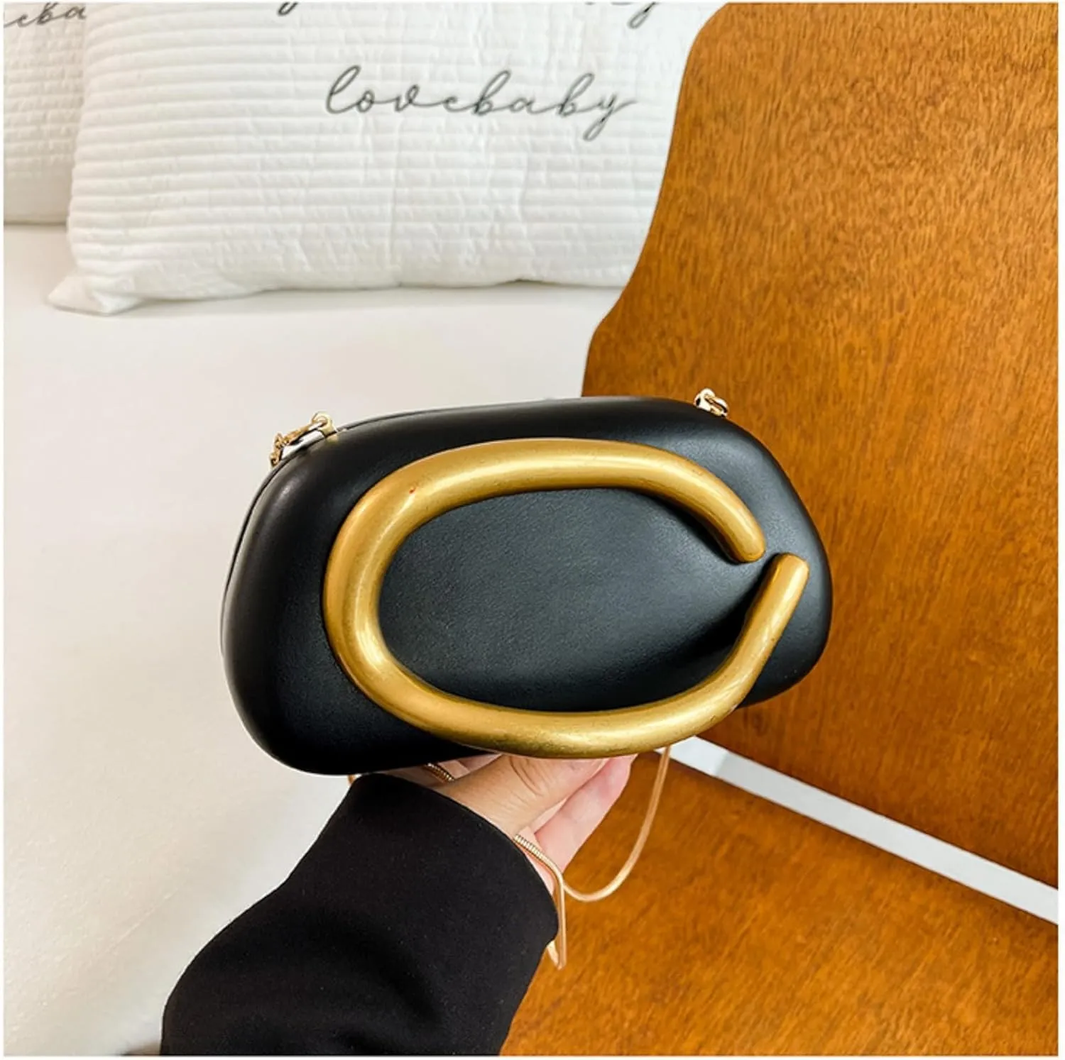 Vintage Handle Evening Clutch PU Handheld Purse Chain Shoulder Box Crossbody Elegant Mini Party Bag