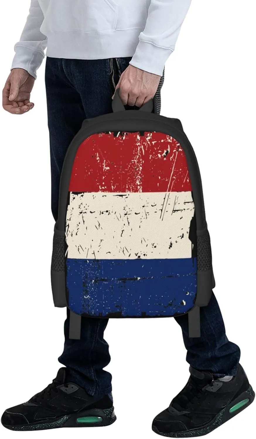 Vintage Netherlands Holland Flag Casual Backpack Large Capacity Backpacks 15 Inch Laptop Back Pack Travel Rucksack Daypack Commuter Bags with Adjustable Strap for Camping