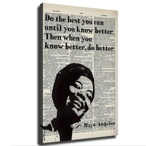 Vintage Poster Black and White Poster Maya Angelou Quote Poster Canvas Painting Poster and Print Wall Art Picture for Living Room Bedroom Decor (12x18inch-Farmed)