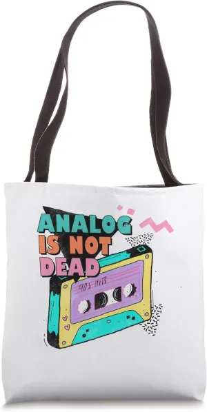 Vintage Retro 80s 90s Analog is Not Dead Cassette Tape Tote Bag