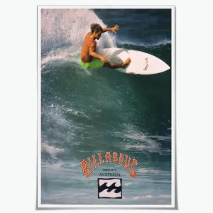 Vintage Surfing Poster 1990 Classic Surf Wall Art Wave Rider Coastal Canvas Print Retro Ocean Sports Australia Beach for Surfer Home Office Living Room Decor 16x24inch Unframed