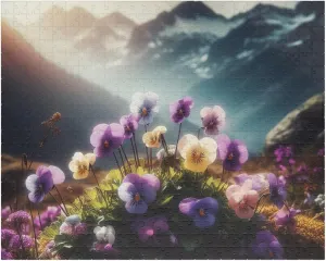 Violas Delicate and Colorful Growing in Alpine Meadows Jigsaw Puzzle - Made in USA