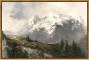 VIYYIEA Vintage Nature Large Framed Wall Art, The Alpine Pastures Paintings Art Decor Room Aesthetic, Canvas Print Artwork, Mountain Landscape Wall Picture for Bedroom Bathroom Office, 24X36 Inch