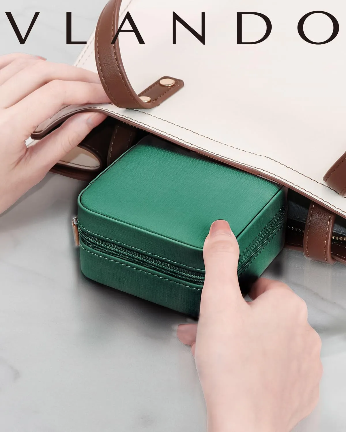 Vlando Travel Jewelry Box, Small Jewelry Travel Organizer Case for Girls Women -Dark Green Mirror*6 pack