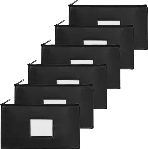 VOCHIC 6 Pack Money Bags - Waterproof Pouch, 11 x 6.1 Inches with Zipper for Coins, Bills, Tools, Receipt Holder