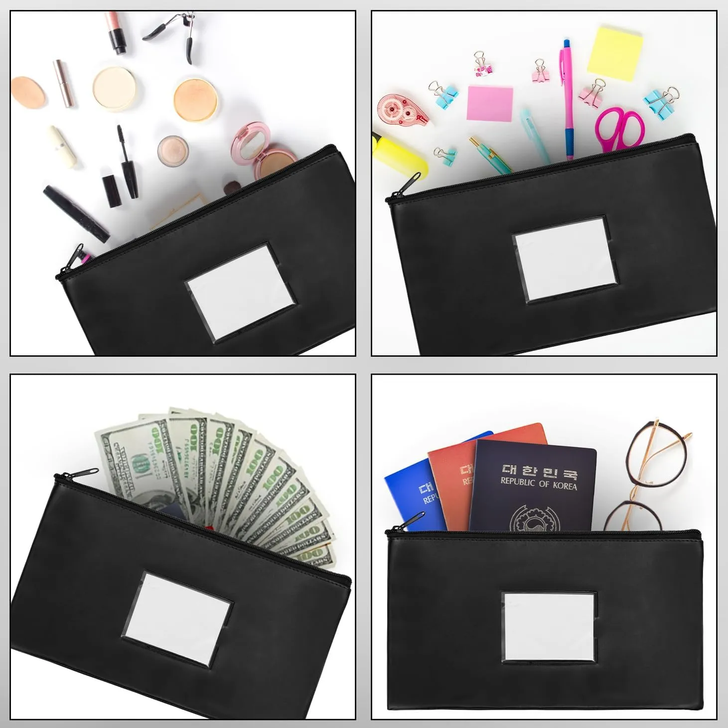 VOCHIC 6 Pack Money Bags - Waterproof Pouch, 11 x 6.1 Inches with Zipper for Coins, Bills, Tools, Receipt Holder