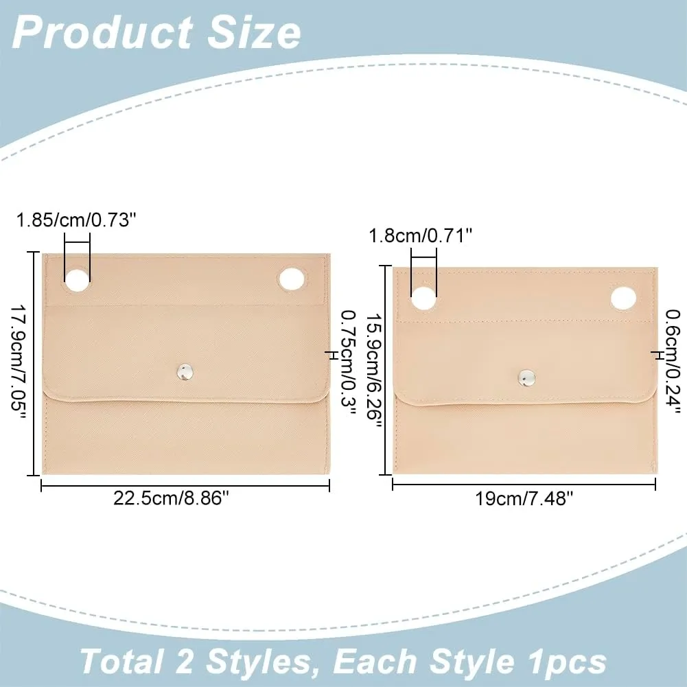 WADORN 2 Styles PU Leather Purse organizer Liner, Rectangle Shoulder Bag Organiser Inserts Clutch Crossbody Conversion Kit with Eyelets for Handbag Purse Envelope Organizer Insert, Apricot