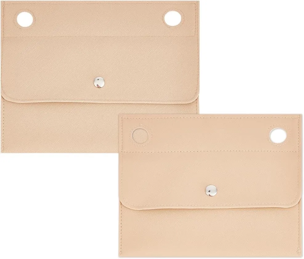 WADORN 2 Styles PU Leather Purse organizer Liner, Rectangle Shoulder Bag Organiser Inserts Clutch Crossbody Conversion Kit with Eyelets for Handbag Purse Envelope Organizer Insert, Apricot