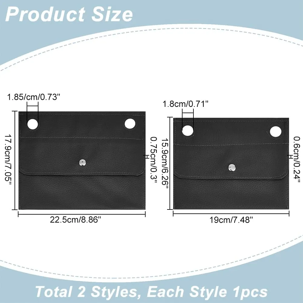 WADORN 2 Styles PU Leather Purse organizer Liner, Rectangle Shoulder Bag Organiser Inserts Clutch Crossbody Conversion Kit with Eyelets for Handbag Purse Envelope Organizer Insert, Black